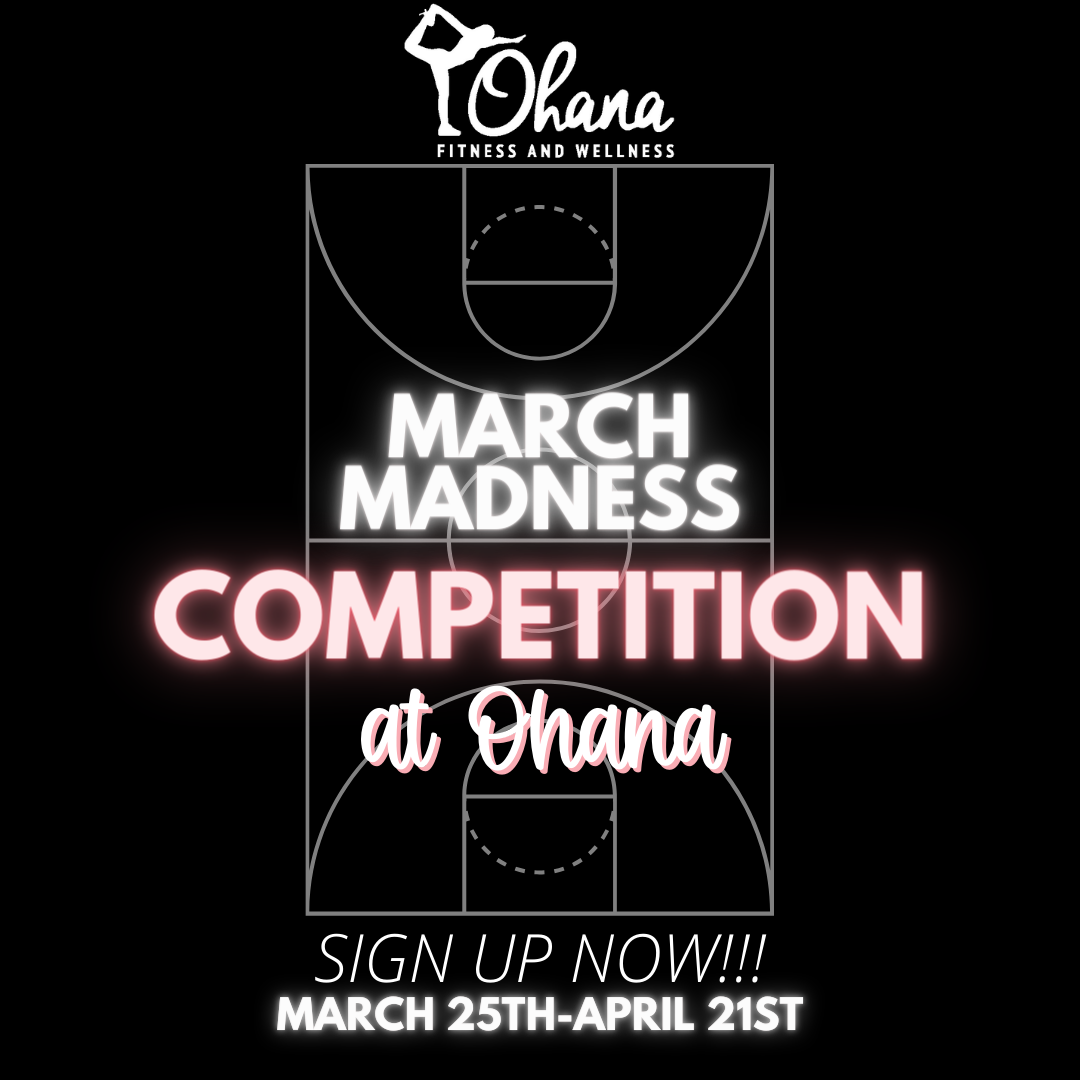 MARCH MADNESS IS COMINNNNGGGGGGG This competition is for ONLINE OR IN STUDIO members! Tracking this year will be easily trackable and updated by Ohana Staff Weekly. You come to class/workshop/personal training session/stretch session (or attend virtually) you get points! SIMPLE! What is March madness? Form a team, pick a fun team name and earn points for showing up! We post team weekly totals on HUGE boards in the studio so that you can see where your team ranks!! $25 per person for current clients! New and want to join the challenge?! Join us for $99 dollars for four weeks of in-studio classes ($49 for online only classes), a meal plan, AND a chance to win the jackpot! The top team gets to split the pot and as always, we give out prizes during the competition as well! Don’t have a team yet or want to join? Comment below to get on our list! We will put you on a team! Point system will come soon!!! Get pumped ladies!!!! There is a physical sign up sheet at the studio or you can sign up below on this post. If you are a CURRENT STUDIO MEMBER please send your $25 entry fee to Sam's Venmo @samantha-lazaris (We can take cash at the front desk if you don’t have Venmo) March Madness